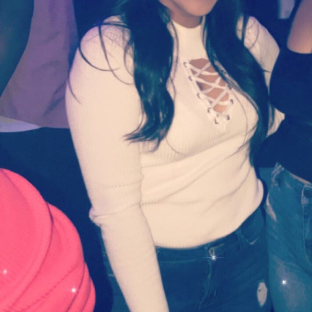 White Criss across Long Sleeve